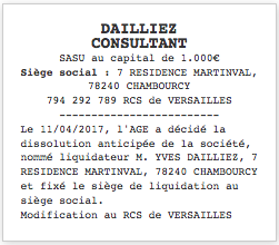 dissolution annonce legale exemple